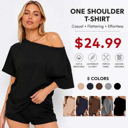 Women Off Shoulder 2-Piece Pajama Loungewear Set